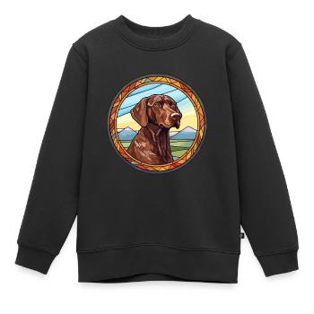 Auvergne Pointage chien race vitrail coloré - Sweat Premium enfant bio - noir - Devant - AI Model Kid Female (0cm)