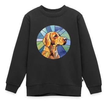 Braque Saint Germain chien race vitrail couleur - Sweat Premium enfant bio - noir - Devant - AI Model Kid Female (0cm)