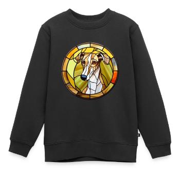 Lurcher Hunderasse Buntes Glas Buntes Wassercolo - Kinder Premium Organic Sweatshirt - Schwarz - Vorne - AI Model Kid Female (0cm)