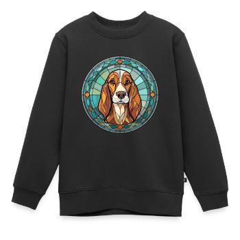 Arlequin russe chien chien race vitrail Co - Sweat Premium enfant bio - noir - Devant - AI Model Kid Female (0cm)