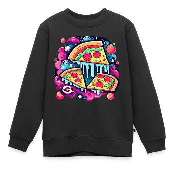 Pizza Slice Zeichnung - Kinder Premium Organic Sweatshirt - Schwarz - Vorne - AI Model Kid Female (0cm)