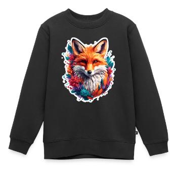 Fuchs / Tier / Pelz / Wald / jagen / Fuchsbau - Kinder Premium Organic Sweatshirt - Schwarz - Vorne - AI Model Kid Female (0cm)