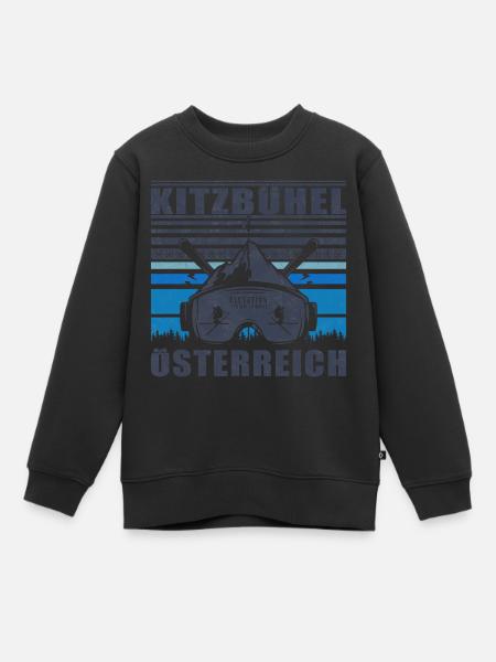 Kitzbühel Autriche Rétro Coucher De Soleil Ski 80s - Sweat Premium enfant bio - noir