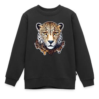 Léopard / guépard / Animal / Animal imprimé / motif - Sweat Premium enfant bio - noir - Devant - AI Model Kid Female (0cm)