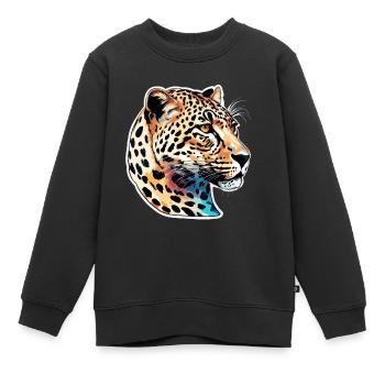 Léopard / guépard / Animal / Animal imprimé / motif - Sweat Premium enfant bio - noir - Devant - AI Model Kid Female (0cm)