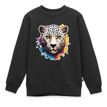 Léopard / guépard / Animal / Animal imprimé / motif - Sweat Premium enfant bio - noir - Devant - AI Model Kid Female (0cm)