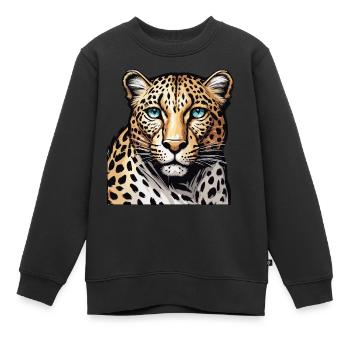 Léopard / Guépard / Animal / Imprimé animal / Motif - Sweat Premium enfant bio - noir - Devant - AI Model Kid Female (0cm)
