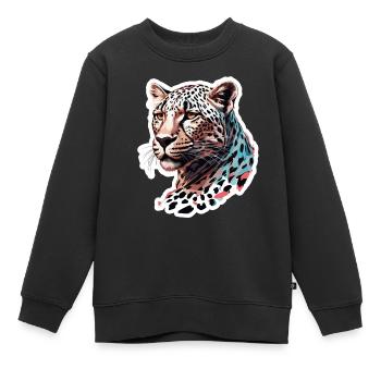 Léopard / guépard / Animal / Animal imprimé / motif - Sweat Premium enfant bio - noir - Devant - AI Model Kid Female (0cm)
