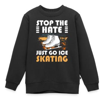 Patinage sur glace, glace, sports d’hiver, patinoire - Sweat Premium enfant bio - noir - Devant - AI Model Kid Female (0cm)