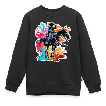 Cowboy / Wilde Westen / Wüste / Lasso / Rodeo - Kinder Premium Organic Sweatshirt - Schwarz - Vorne - AI Model Kid Female (0cm)