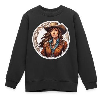 Cow Girl / Wilde Westen / Wüste / Lasso / Rodeo - Kinder Premium Organic Sweatshirt - Schwarz - Vorne - AI Model Kid Female (0cm)