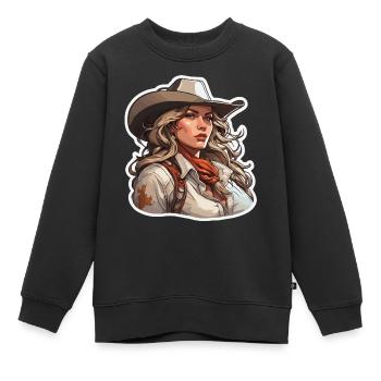 Cow Girl / Wilde Westen / Wüste / Lasso / Rodeo - Kinder Premium Organic Sweatshirt - Schwarz - Vorne - AI Model Kid Female (0cm)