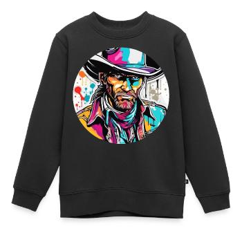 Cowboy / Wilde Westen / Wüste / Lasso / Rodeo - Kinder Premium Organic Sweatshirt - Schwarz - Vorne - AI Model Kid Female (0cm)