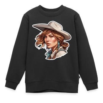 Cow Girl / Wilde Westen / Wüste / Lasso / Rodeo - Kinder Premium Organic Sweatshirt - Schwarz - Vorne - AI Model Kid Female (0cm)