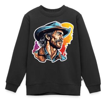 Cowboy / Wilde Westen / Wüste / Lasso / Rodeo - Kinder Premium Organic Sweatshirt - Schwarz - Vorne - AI Model Kid Female (0cm)