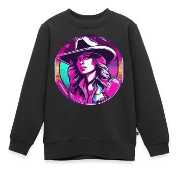 Cow Girl / Wilde Westen / Wüste / Lasso / Rodeo - Kinder Premium Organic Sweatshirt - Schwarz - Vorne - AI Model Kid Female (0cm)