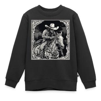 Cowboy / Wilde Westen / Wüste / Lasso / Rodeo - Kinder Premium Organic Sweatshirt - Schwarz - Vorne - AI Model Kid Female (0cm)