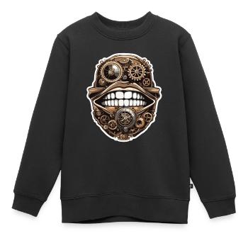 Bouche / Lèvres / Dents / Langue / Sourire / Baiser - Sweat Premium enfant bio - noir - Devant - AI Model Kid Female (0cm)