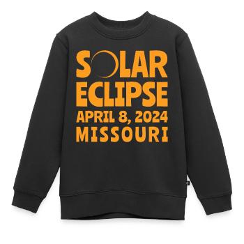 éclipse solaire 2024 Missouri - Sweat Premium enfant bio - noir - Devant - AI Model Kid Female (0cm)