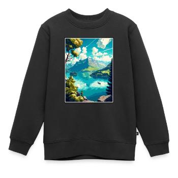Lac des Quatre-Cantons Suisse Vintage Travel Poster WPA - Sweat Premium enfant bio - noir - Devant - AI Model Kid Female (0cm)