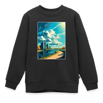 Almere Niederlande Vintage Reiseposter Souvenir - Kinder Premium Organic Sweatshirt - Schwarz - Vorne - AI Model Kid Female (0cm)