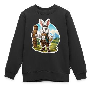 Lederhose / Tier / Tracht / Tradition / Hase - Kinder Premium Organic Sweatshirt - Schwarz - Vorne - AI Model Kid Female (0cm)