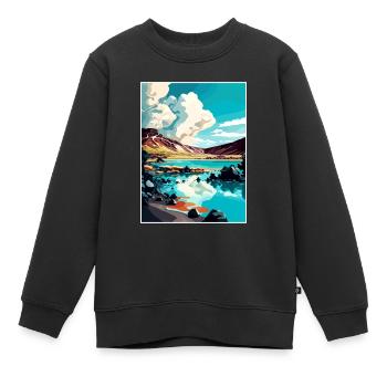 Blue Lagoon Islande Vintage voyage affiche Souvenir - Sweat Premium enfant bio - noir - Devant - AI Model Kid Female (0cm)