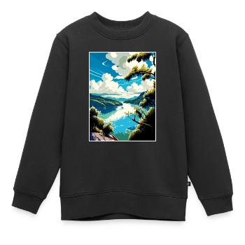 Donau Fluss Europa Vintage Reiseplakat Souvenir - Kinder Premium Organic Sweatshirt - Schwarz - Vorne - AI Model Kid Female (0cm)