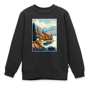Ohridsee Nordmazedonien Albanien Zimmer Souvenir - Kinder Premium Organic Sweatshirt - Schwarz - Vorne - AI Model Kid Female (0cm)