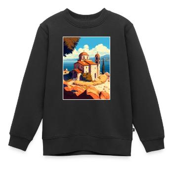 Ohrid Island See Kirche des Heiligen Johannes Mazedonien - Kinder Premium Organic Sweatshirt - Schwarz - Vorne - AI Model Kid Female (0cm)