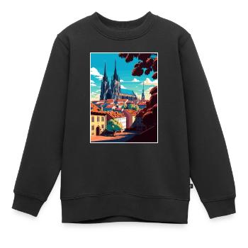Brünn Tschechische Republik Vintage Reiseplakat Souvenir - Kinder Premium Organic Sweatshirt - Schwarz - Vorne - AI Model Kid Female (0cm)