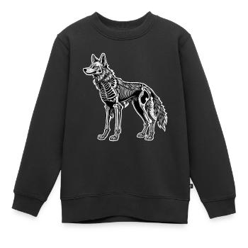 Illustration de squelette de loup - Sweat Premium enfant bio - noir - Devant - AI Model Kid Female (0cm)