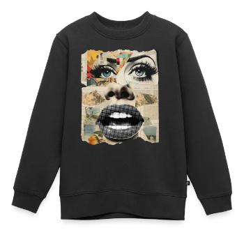 Collage de photos - Sweat Premium enfant bio - noir - Devant - AI Model Kid Female (0cm)