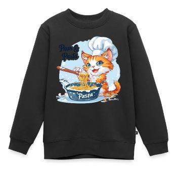 Pattes et pâtes Pattes et pâtes Dictons d’animaux - Sweat Premium enfant bio - noir - Devant - AI Model Kid Female (0cm)