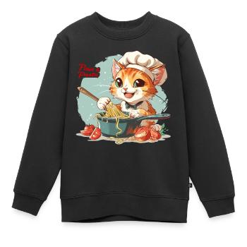 Pattes et pâtes Pattes et pâtes Dictons d’animaux - Sweat Premium enfant bio - noir - Devant - AI Model Kid Female (0cm)