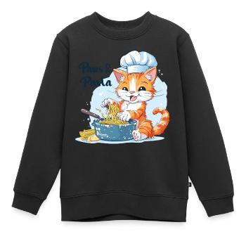 Pattes et pâtes Pattes et pâtes Dictons d’animaux - Sweat Premium enfant bio - noir - Devant - AI Model Kid Female (0cm)