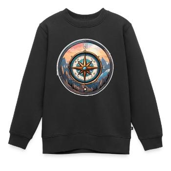 Kompass / Himmelsrichtung / Reisen / Survival - Kinder Premium Organic Sweatshirt - Schwarz - Vorne - AI Model Kid Female (0cm)