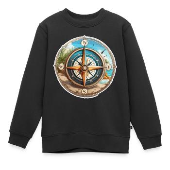 Kompass / Himmelsrichtung / Reisen / Survival - Kinder Premium Organic Sweatshirt - Schwarz - Vorne - AI Model Kid Female (0cm)