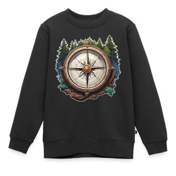 Kompass / Himmelsrichtung / Reisen / Survival - Kinder Premium Organic Sweatshirt - Schwarz - Vorne - AI Model Kid Female (0cm)