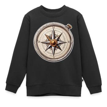 Kompass / Himmelsrichtung / Reisen / Survival - Kinder Premium Organic Sweatshirt - Schwarz - Vorne - AI Model Kid Female (0cm)