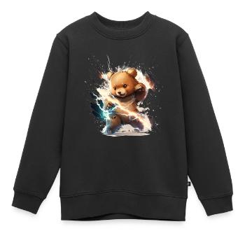 Lightning Strike Teddy - Kids Premium Organic Sweatshirt - black - Front - AI Model Kid Female (0cm)