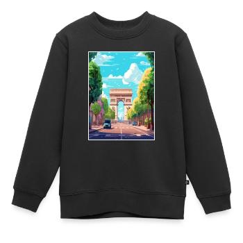 Arc de Triomphe Frankreich Paris Vintage Reiseposter - Kinder Premium Organic Sweatshirt - Schwarz - Vorne - AI Model Kid Female (0cm)