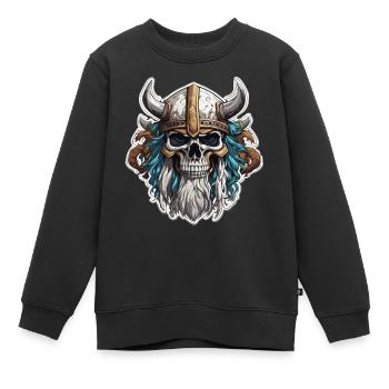 Viking / Thor / Odin / Nordique / Celtique - Sweat Premium enfant bio - noir - Devant - AI Model Kid Female (0cm)
