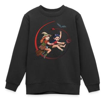 Hexi et Satani - Sweat Premium enfant bio - noir - Devant - AI Model Kid Female (0cm)