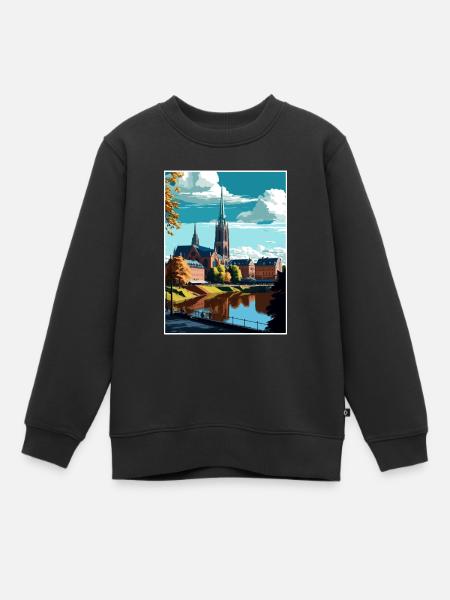 Uppsala, Suecia, Vintage Travel Poster WPA Souvenir - Sweatshirt Premium barn ekologisk - svart