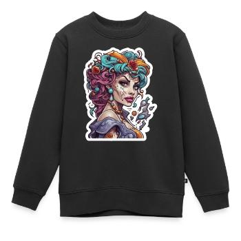 teuflische Frau / blut / Gothic / Heavy Metal - Kinder Premium Organic Sweatshirt - Schwarz - Vorne - AI Model Kid Female (0cm)