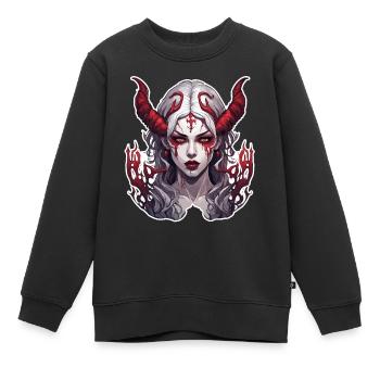 teuflische Frau / blut / Gothic / Heavy Metal - Kinder Premium Organic Sweatshirt - Schwarz - Vorne - AI Model Kid Female (0cm)