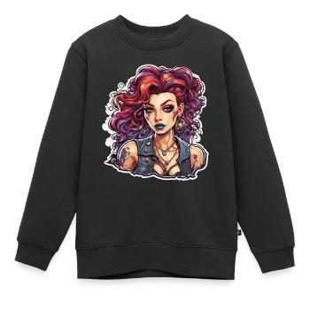 teuflische Frau / blut / Gothic / Heavy Metal - Kinder Premium Organic Sweatshirt - Schwarz - Vorne - AI Model Kid Female (0cm)