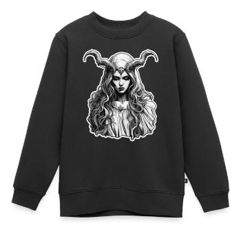 femme diabolique / sang / gothique / heavy metal - Sweat Premium enfant bio - noir - Devant - AI Model Kid Female (0cm)