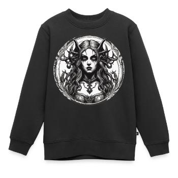 teuflische Frau / blut / Gothic / Heavy Metal - Kinder Premium Organic Sweatshirt - Schwarz - Vorne - AI Model Kid Female (0cm)